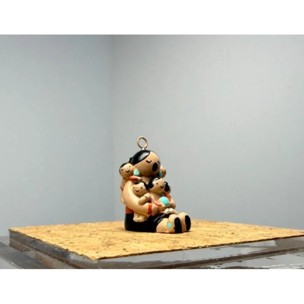 VTG Cleo Teissedre Native Navajo Storyteller Pendant‎ Rare Mini Signed Numbered
